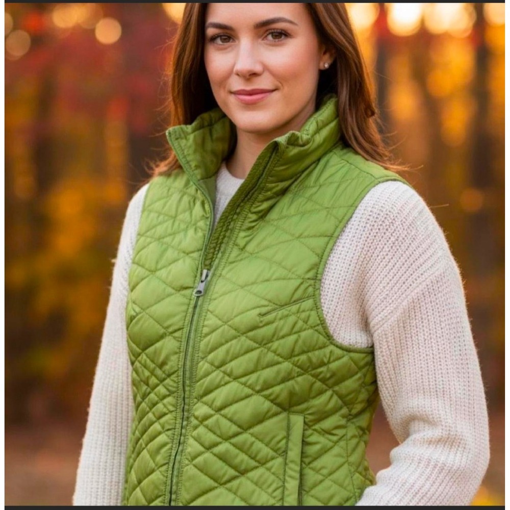 Royal Robbins Womens Packable Quilted Vest Moss Green Full Zip Insulated Large